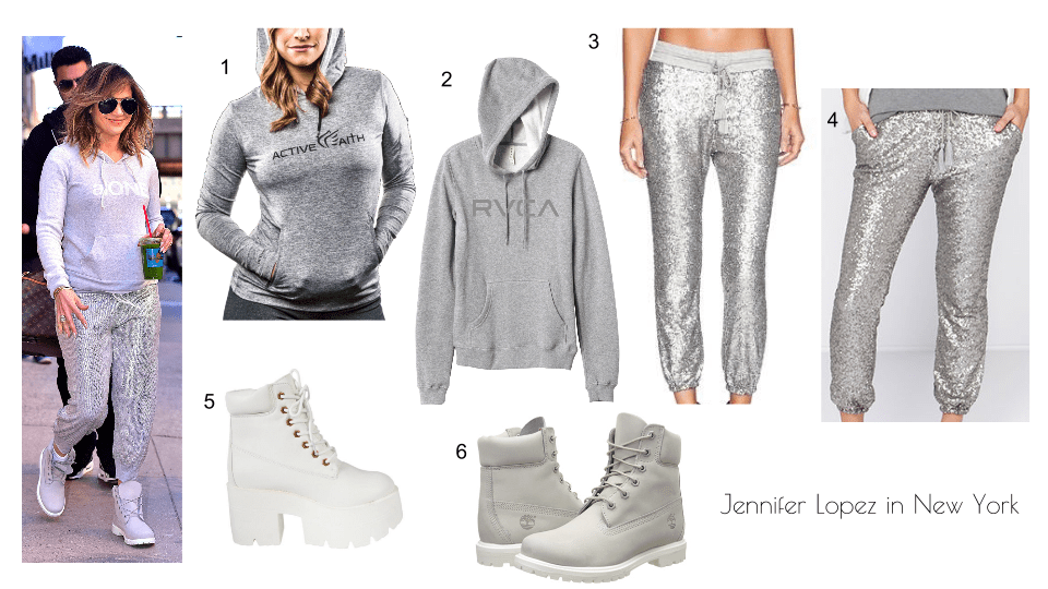 JLo in NY sequin sweatpants