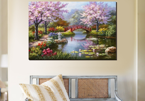 japanese garden in bloom art painting
