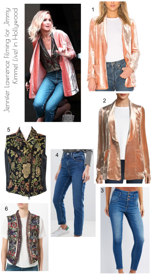 Jennifer Lawrence fashion style Filming for Jimmy Kimmel in Hollywood